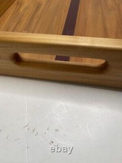 Willow and Purple Heart Wood Tray Midcentury Style Signed Ed Collins 2000