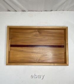 Willow and Purple Heart Wood Tray Midcentury Style Signed Ed Collins 2000