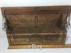 Wilton Armetale Wood Serving Tray Duck Handles Carving Cutting Board Bruce Fox