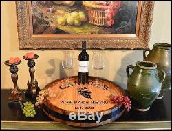 Wine Bar & Bistro Personalized Wood Quarter Barrel Lazy Susan, Home or Bar