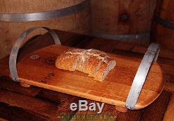 Wine Barrel Serving Tray Stainless Steel Handles