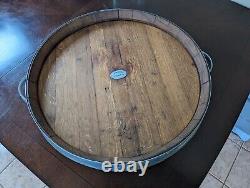 Wine Oak Barrel Head Serving Tray, Large 25'' With Handles