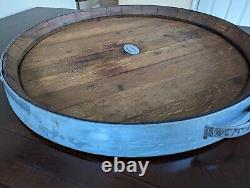 Wine Oak Barrel Head Serving Tray, Large 25'' With Handles