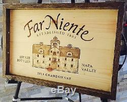 Wine Panel crate Tray Handmade White Oak and Far Niente Chard LID Serving tray
