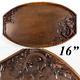 Wonderful Antique Hand Carved Serving Tray, Grapes, Leaves, Lizard and 16 Long