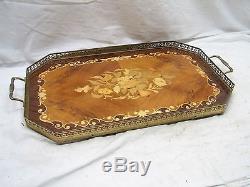 Wood Art Marquetry Inlaid Wood Serving Tray Wooden Art Picture Flowers