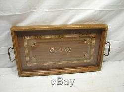 Wood Art Marquetry Inlaid Wood Serving Tray Wooden Art Picture Geometric