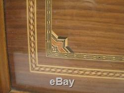 Wood Art Marquetry Inlaid Wood Serving Tray Wooden Art Picture Geometric