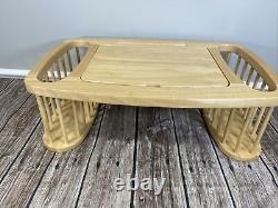 Wood Breakfast in Bed Serving Tray Reading Table with Magazine Book Side Storage