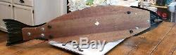 Wood Cutting Board Fish Salmon Serving Platter Tray Pewter Copper wall PLAQUE 36