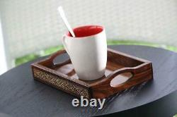 Wood Inlay Tray, Serving Tray, Coffee Tray, Office Tray, Key Tray, Antique Tray