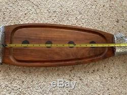 Wood Metal Fish Serving Platter Cutting Board Tray Decor 36 Vintage Very Long