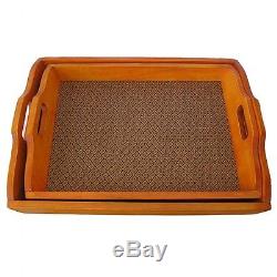 Wood Serving Tray Cedar Carrying Platter Party Two Piece Large & Medium NEW