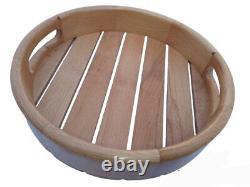 Wood Serving Tray Stackable Platters Round 10 In & 8 In Handmade White Tray