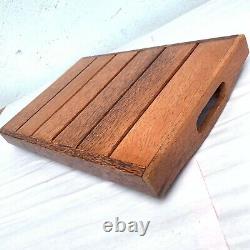 Wood Serving Tray with Handles Coconut Timber Tea Food Server Dishes Plate Cups