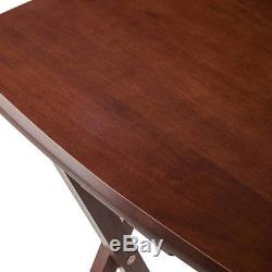 Wood TV Folding Tray Oversized Table Set Walnut Finish 4 pc Storage Rack New