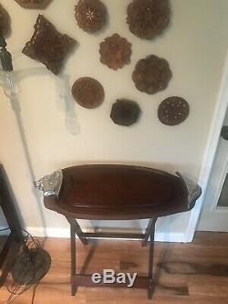 Wood Teak Meat Cutting Board Serving Tray Stand Vintage French Charcuterie
