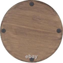 Wood Tray 15 Dia x 2.25 Inches Natural & White Round Serving Kitchen Wood Tray
