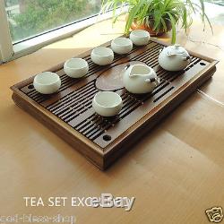 Wood tea tray solid wood tea table drainage tray water draining pipe L53.5cm