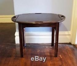 Wooden Butler's Serving Tray Table- Dark Brown
