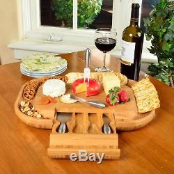 Wooden Cheese Cutting Serving Board Tray WithStainless Steel Tools