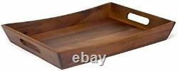 Wooden Curved Serving Breakfast Tray, 18 x 12 x 2.5 for Home and Office