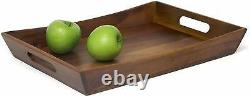 Wooden Curved Serving Breakfast Tray, 18 x 12 x 2.5 for Home and Office