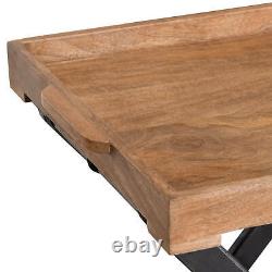 Wooden Folding Butlers Serving Table Tray Portable Sustainable Furniture 76cm