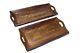 Wooden Hand carved Coffee, Tea and Snacks Serving Trays Set of 2 Piece