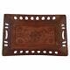 Wooden Handcarved Serving Tray with Antique Design 15x10 Inch Kitchen Wear