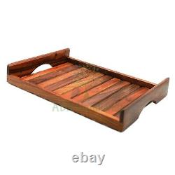 Wooden Handmade Rectangular Serving Trays and Platters Set if 3 Piece