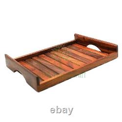 Wooden Handmade Rectangular Serving Trays and Platters Set if 3 Piece