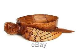 Wooden Handmade Turtle Fruit Decorative Bowl Centerpiece Tray Serving Carved Art