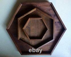 Wooden Hexagon Serving Tray Set of 3, Home Restaurant Decor