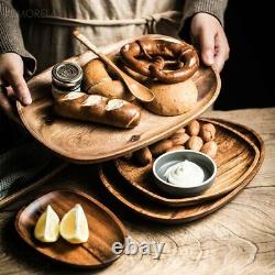 Wooden Kitchen Pan Food Plate Kitchen Food Serving Tray Dinner Tableware Set