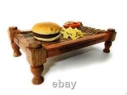 Wooden Raised Platter Tray with Legs for Snacks and Appetizers Rectangular Tray