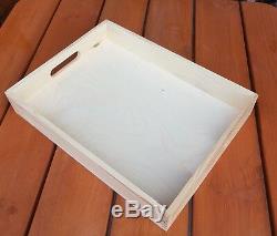 Wooden Serving Large Tray, Set from 1 to 10, 35 cm x 25 cm x 6 cm, Unpainted