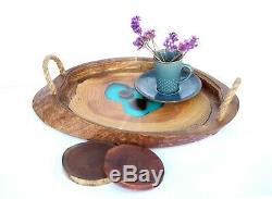 Wooden Serving Tray Handmade Wood Tray Unique Ottoman Tray Rustic Breakfast Tray