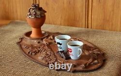 Wooden Serving Tray With Handles Food Tea Table handmade Tray Coffee Plate Gadge