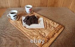 Wooden Serving Tray With Handles Food Tea Table handmade Tray Coffee Plate Gadge