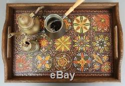 Wooden serving tray high tea or family reunion- Mexican Folk Art-Kitchen decor
