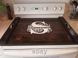 Wooden stove top cover noodle board serving tray farmhouse kitchen decor