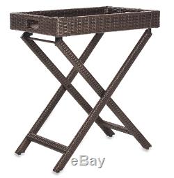 Woven folding tray table breakfast lunch dinner bed breakfast TV food stand wood