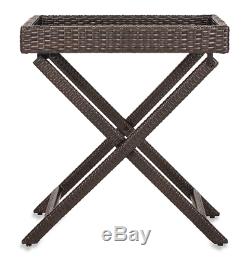 Woven folding tray table breakfast lunch dinner bed breakfast TV food stand wood