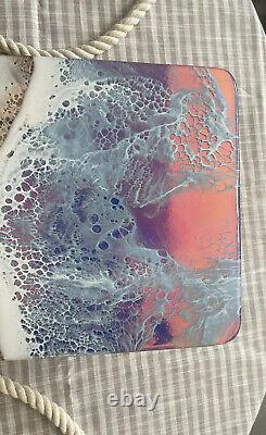 XL Holographic Ocean Waves Charcuterie Board Serving Board Seascape Acacia Wood