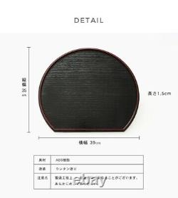 YAMAGA Lacquer Ware Plate 5pcs 39 cm Half Moon Tray Serving Black Red Japanese